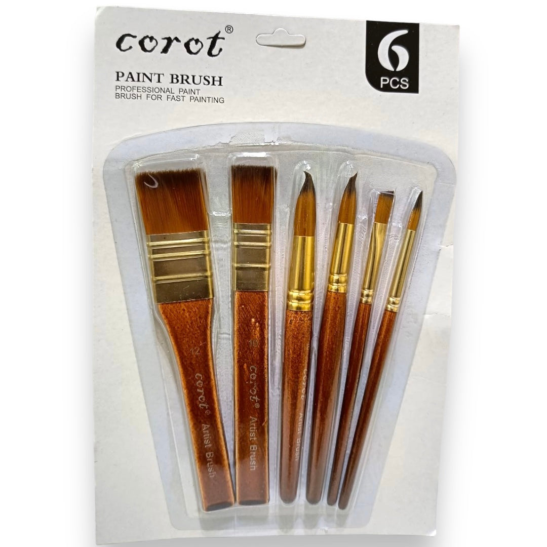 Paint Brush Set Corot || مجموعة فرش رسم كوروت ٦ حبة