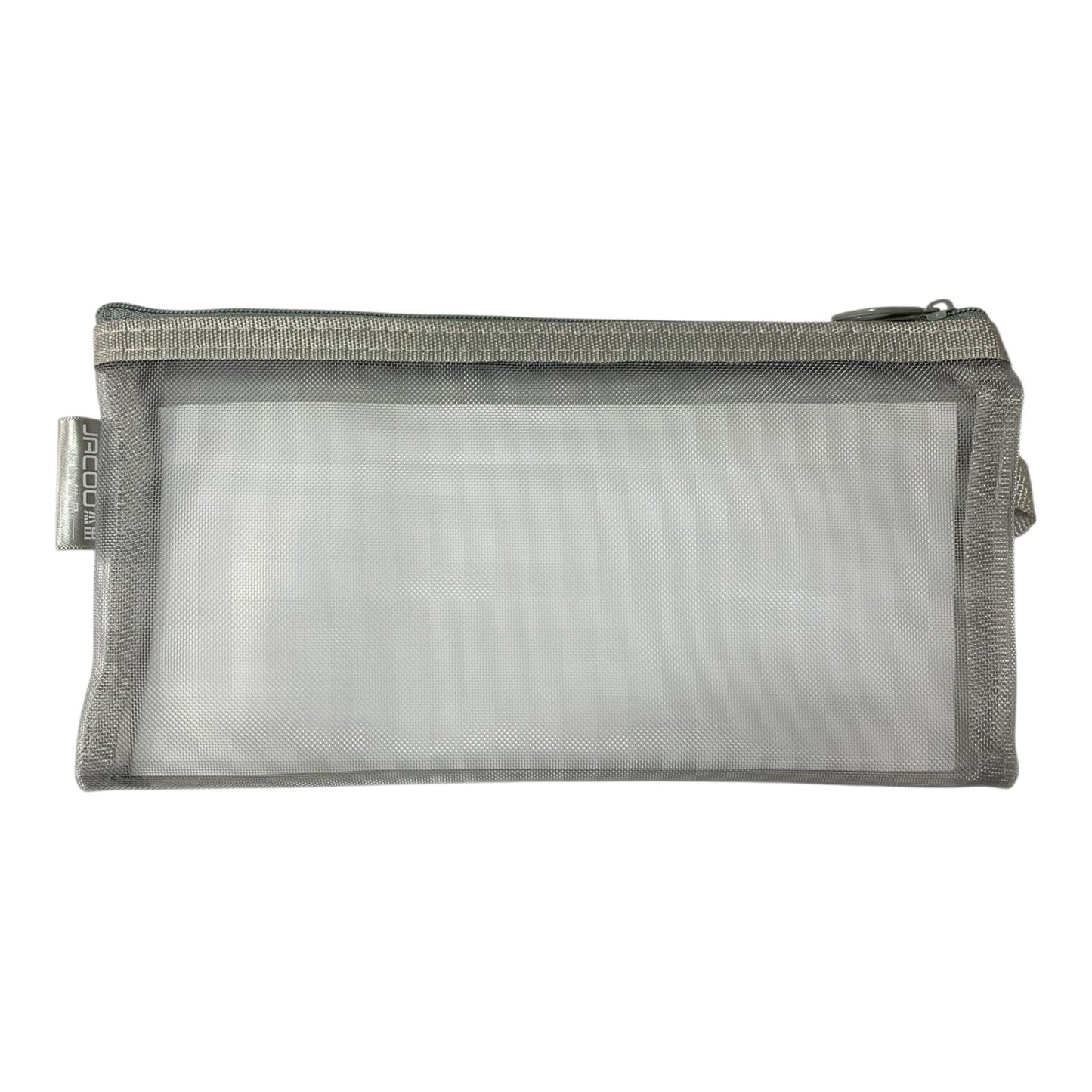 Grey Pencil Case Pouch File Zipper Mesh Style || مقلمة سحاب ملف لون رمادي