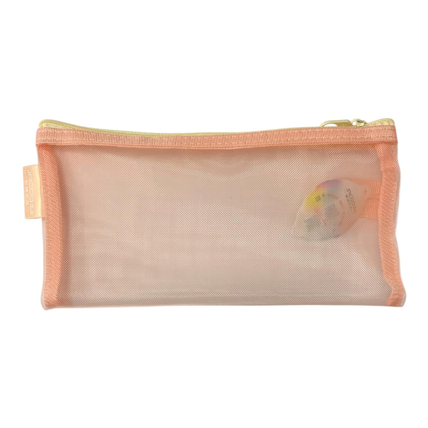 Pink Pencil Case Pouch File Zipper Mesh Style || مقلمة سحاب ملف لون وردي