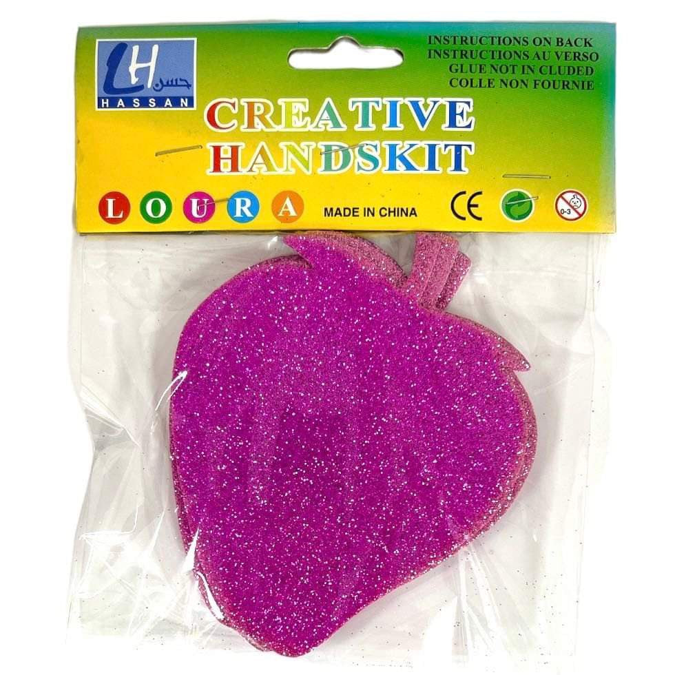 Strawberry Sticky Glitter Foam 4 Pack Pink Color || فراولة فوم زري لاصق لون وردي باكيت ٤ حبة