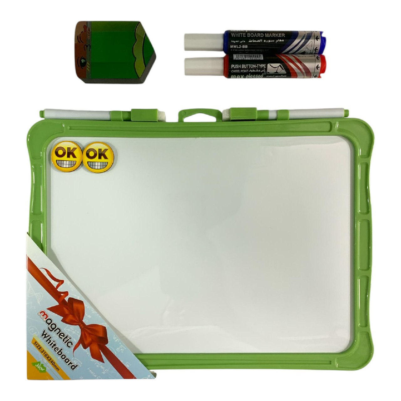 Magnetic Whiteboard with Markers || لوح أبيض مغناطيسي مع أقلام تعليمية