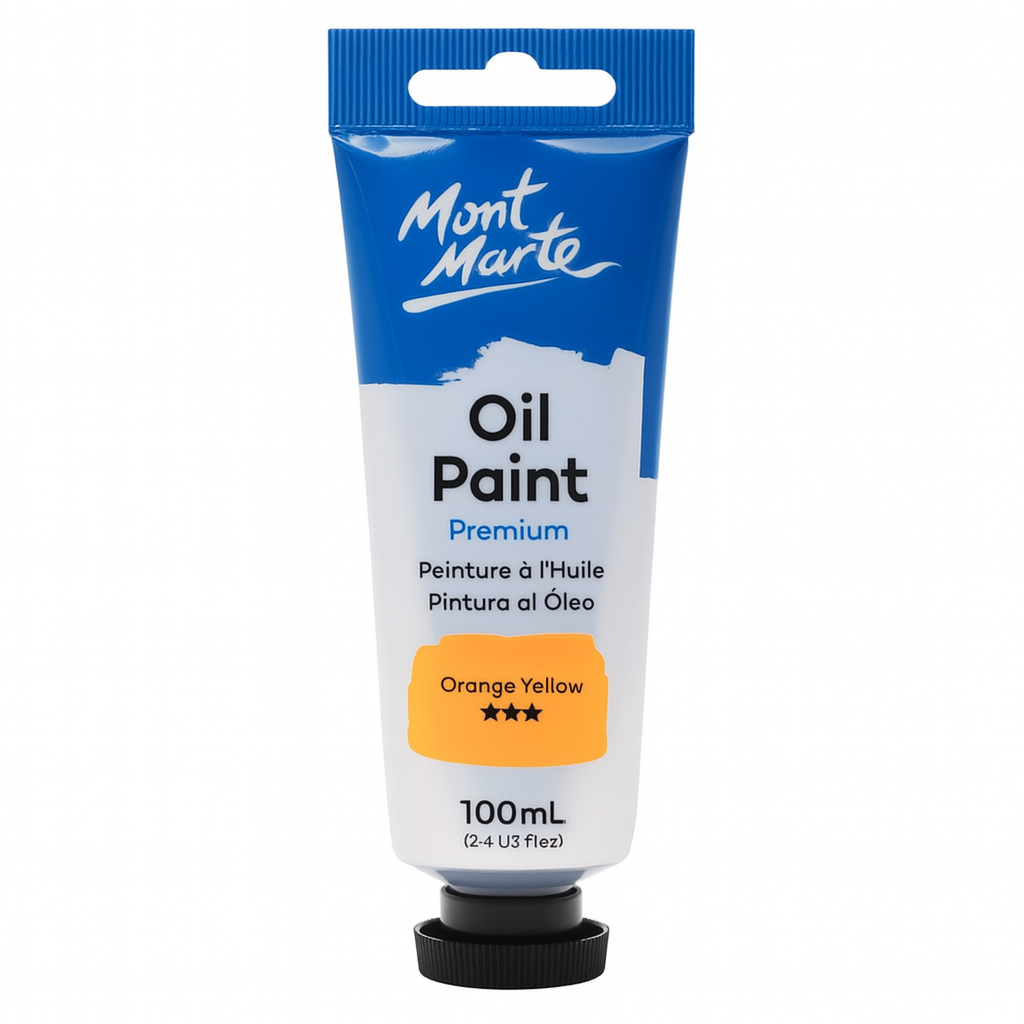 Mont Marte Premium Oil Paint 100 ml Orange Yellow || الوان زيتية مونت مارت ١٠٠ مل لون برتقالي اصفر