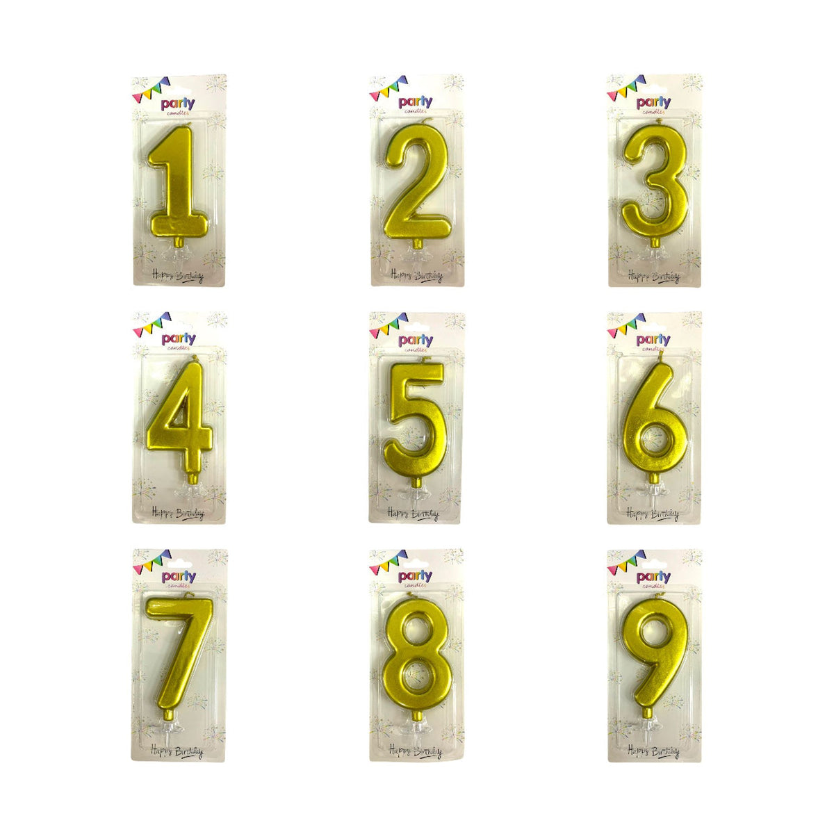 Birthday Candles Gold Color from 0-9 || شموع اعياد ميلاد لون ذهبي من ٠-٩