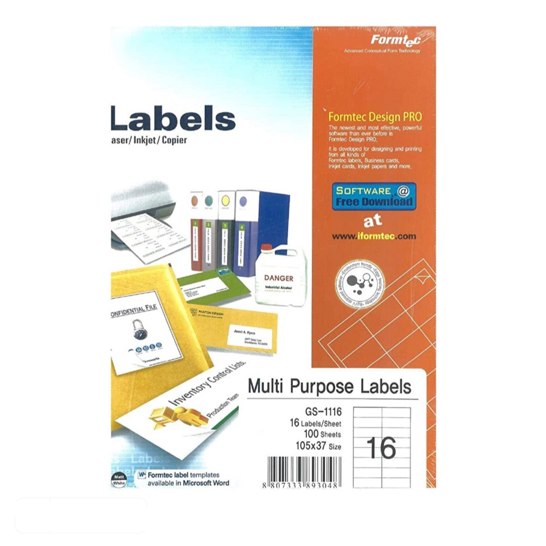 Formtec A4 Label 16 Stickers || ورق لاصق فورماتك مقسم ١٦ ستيكر