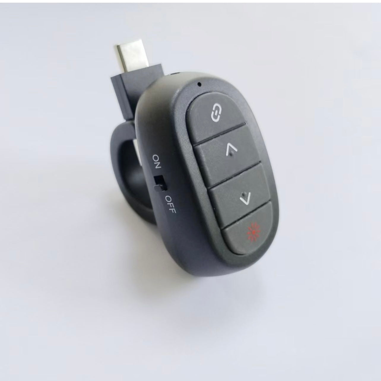 SMQ Finger Ring Wireless Presenter clicker Red Laser pointer USB & Type C Receiver with bag || مؤشر ليزر لاسلكي بلأصبع للعروض التقديمية (كانڤا وبوريوينت ) مستقبل USB ,Type C