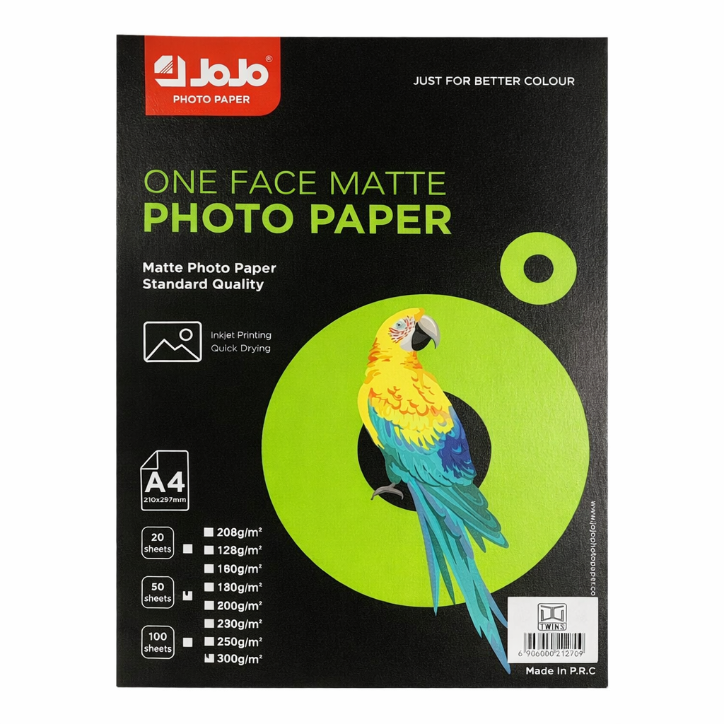 Jojo One Face Matte Photo Paper 50 Sheets A4 Size 250 gsm || ورق جوجو مطفي وجه واحد ٥٠ ورقة حجم اي فور سماكة ٢٥٠ جرام