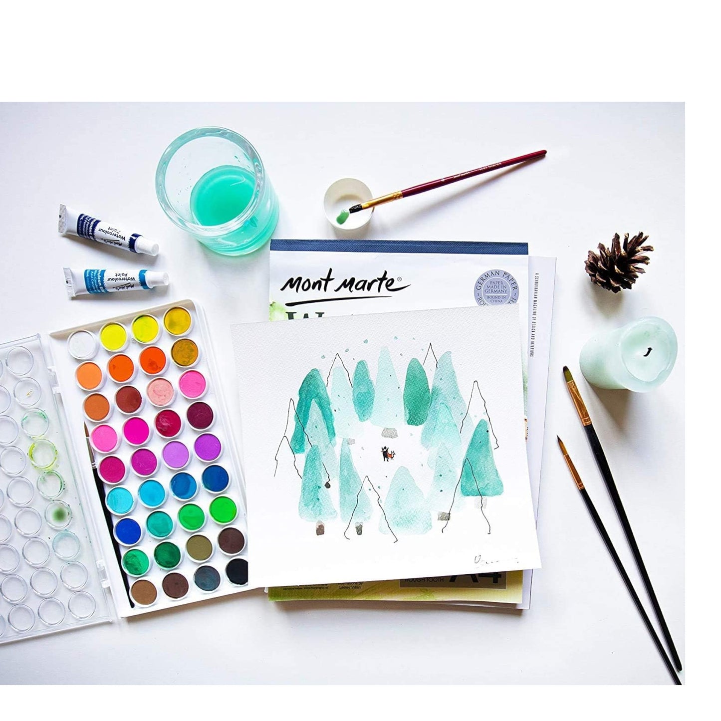 Mont Marte Watercolor Cake Set 37 Colors || الوان مائية مونت مارت 37 لون