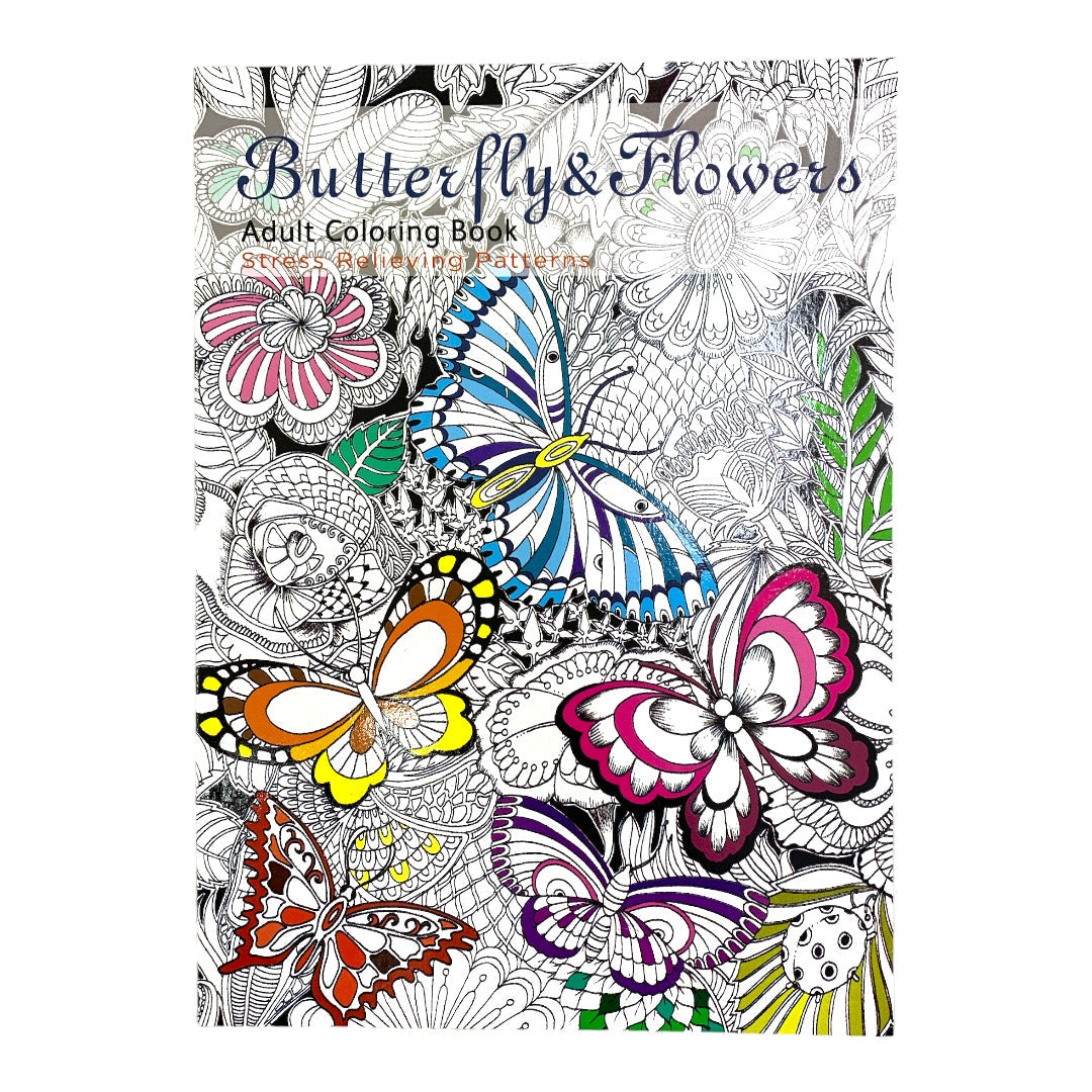 Adult Coloring Book Butterfly & Flowers || دفتر تلوين للكبار الفراشات و الورود