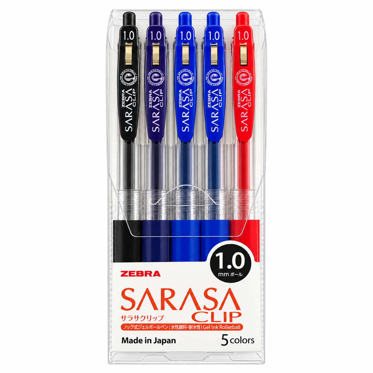 Zebra Sarasa Clip 1.0 mm 5 Pen Set || طقم أقلام زيبرا ساراسا كليب 1.0 مم - 5 ألوان