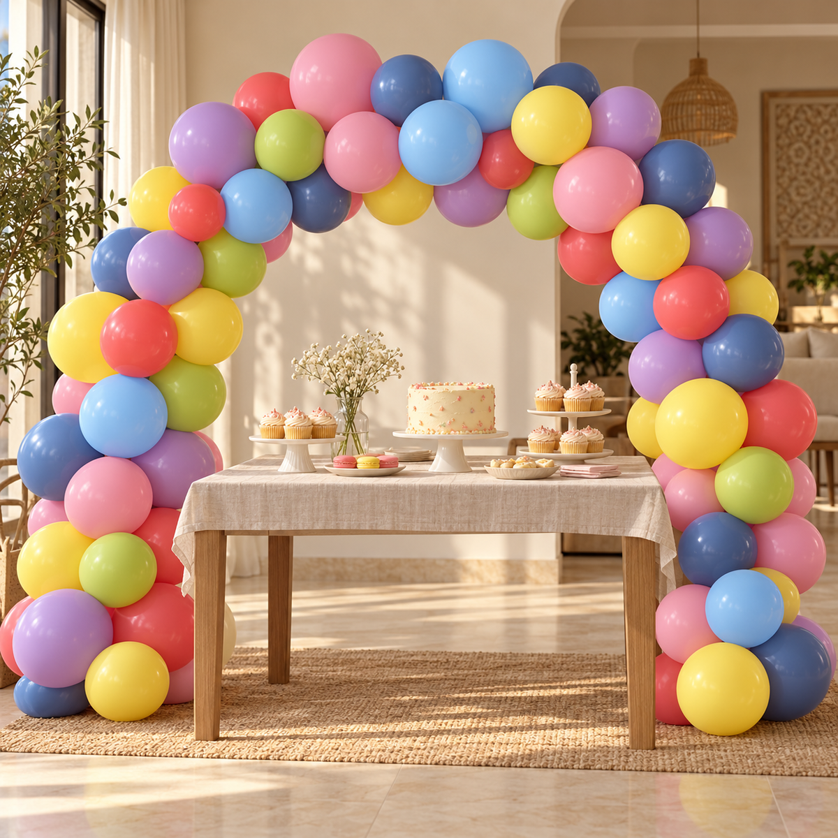 Balloon Bag Pastel Colors 100 || كيس بالونات ١٠٠ حبة الوان باستيل — inflated balloons in a party setting
