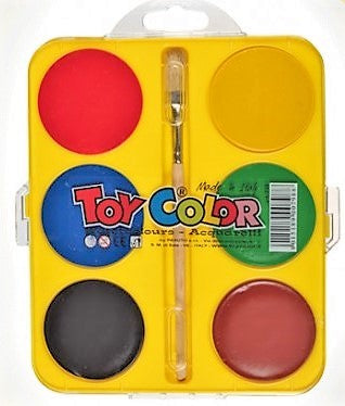 Toy Color Watercolors 6 Tablets 57 mm || الوان مائيه اقراص توي كولر الايطاليه 6 اقراص كبيره