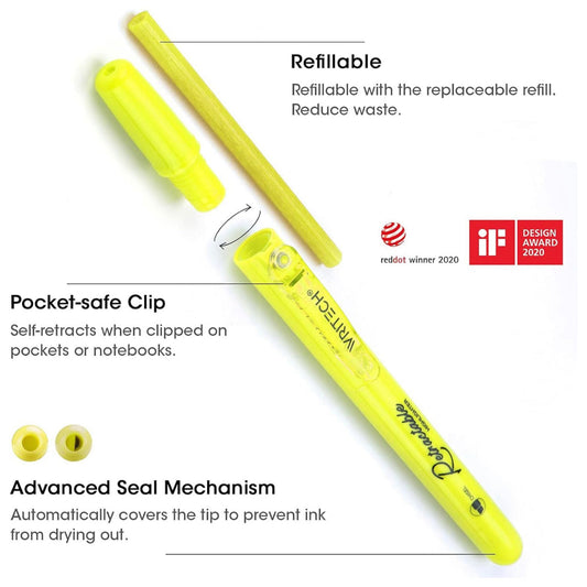 Writech Tetractable Highlighters 6 Neon Colors || اقلام فسفوري كبس ٦ لون نيون رايتيك
