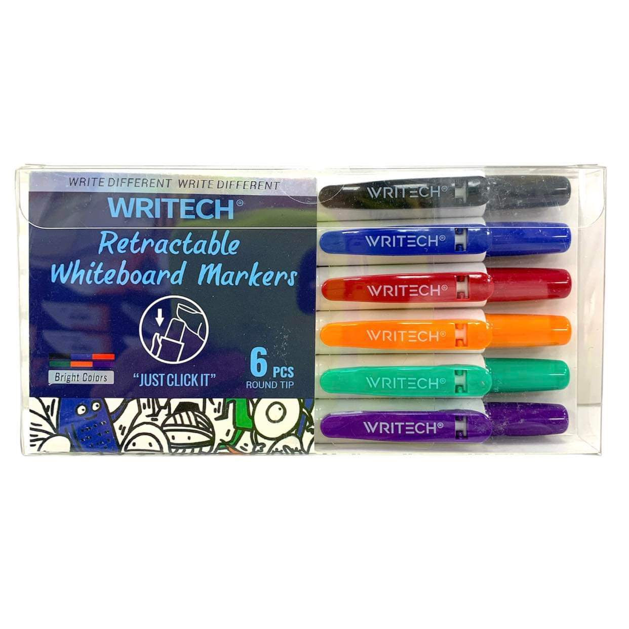 Writech Retractable Whiteboard Markers 6 pcs || اقلام صبورة وايت بورد 6 لون رايتيك