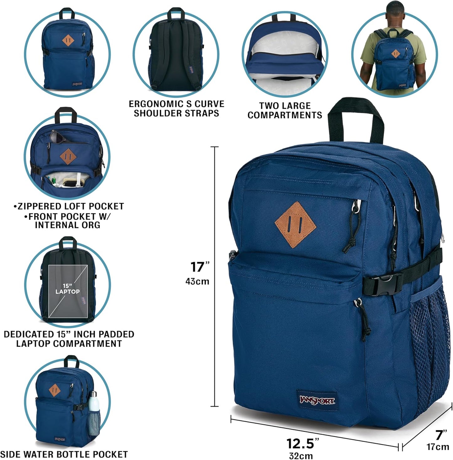 Jansport EK0A5BDSN54 MAIN CAMPUS NAVY 32 L