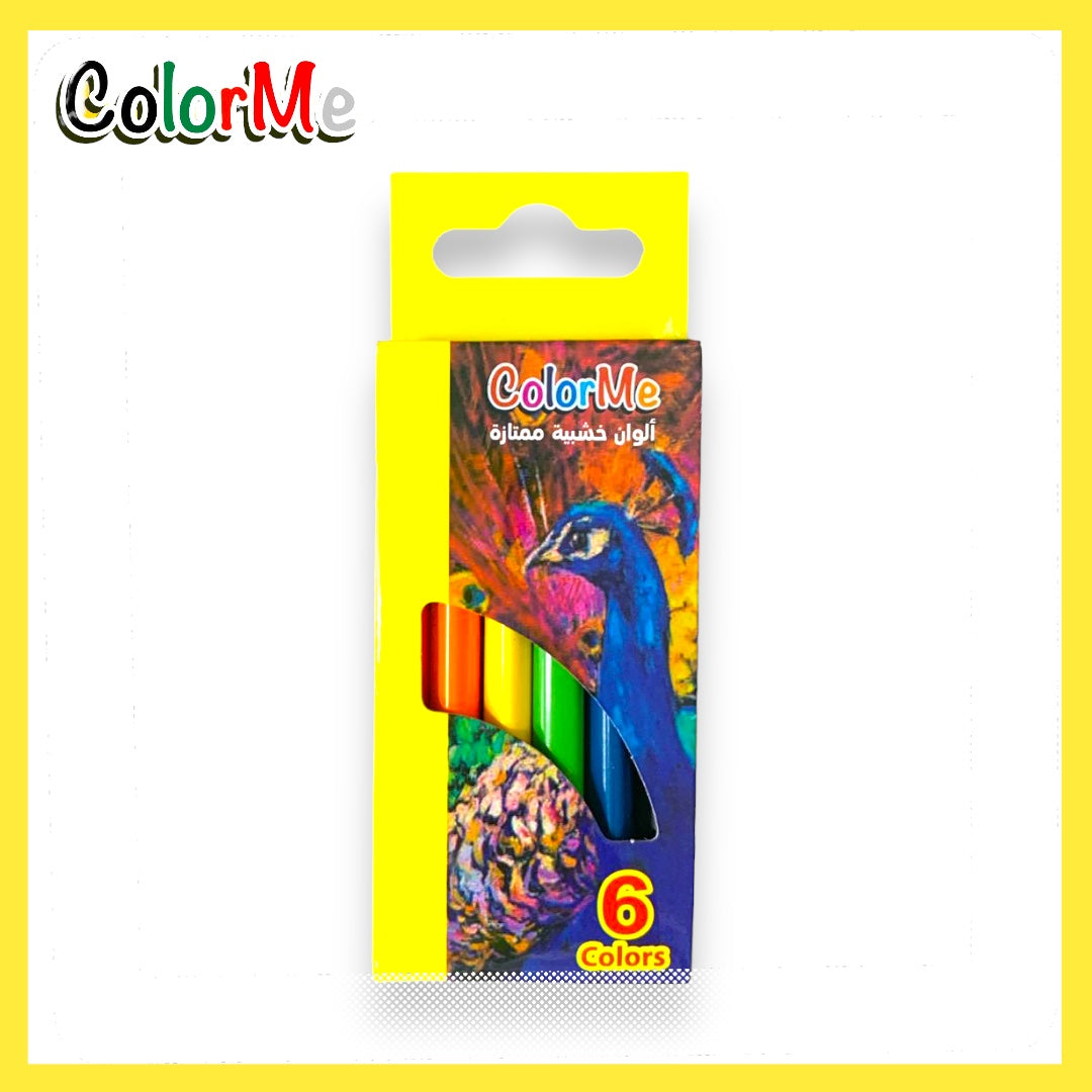 A&T Color Me Short Colored Pencils 6 || الوان خشبية كولور مي قصيرة ٦ لون