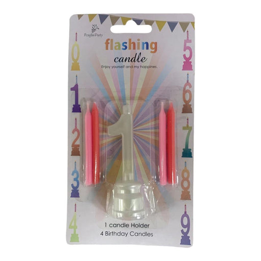 Numbered Candles With 4 Pink Candles || شمعة عيدميلاد ارقام مع ٤ شموع لون وردي