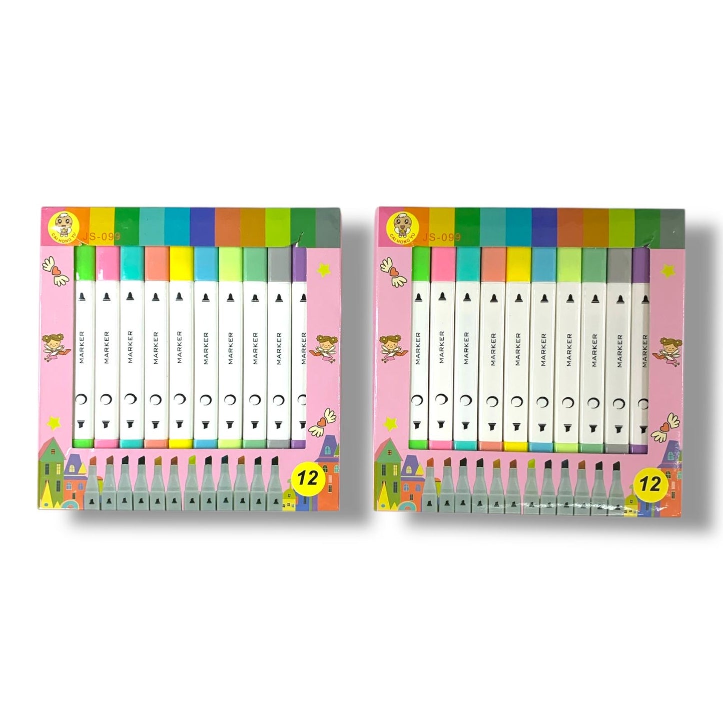 Atlas Offer 2 Marker Sets 12 Colors || مجموعة اطلس الوان ماركر رأس مشطوف ١٢ لون ٢ حبة