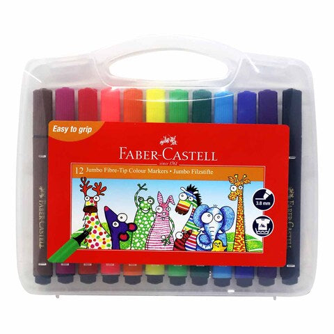 Faber Castell Colour Markers Jumbo 12 Pieces || الوان شينية جامبو فيبر كاستل ١٢ لون