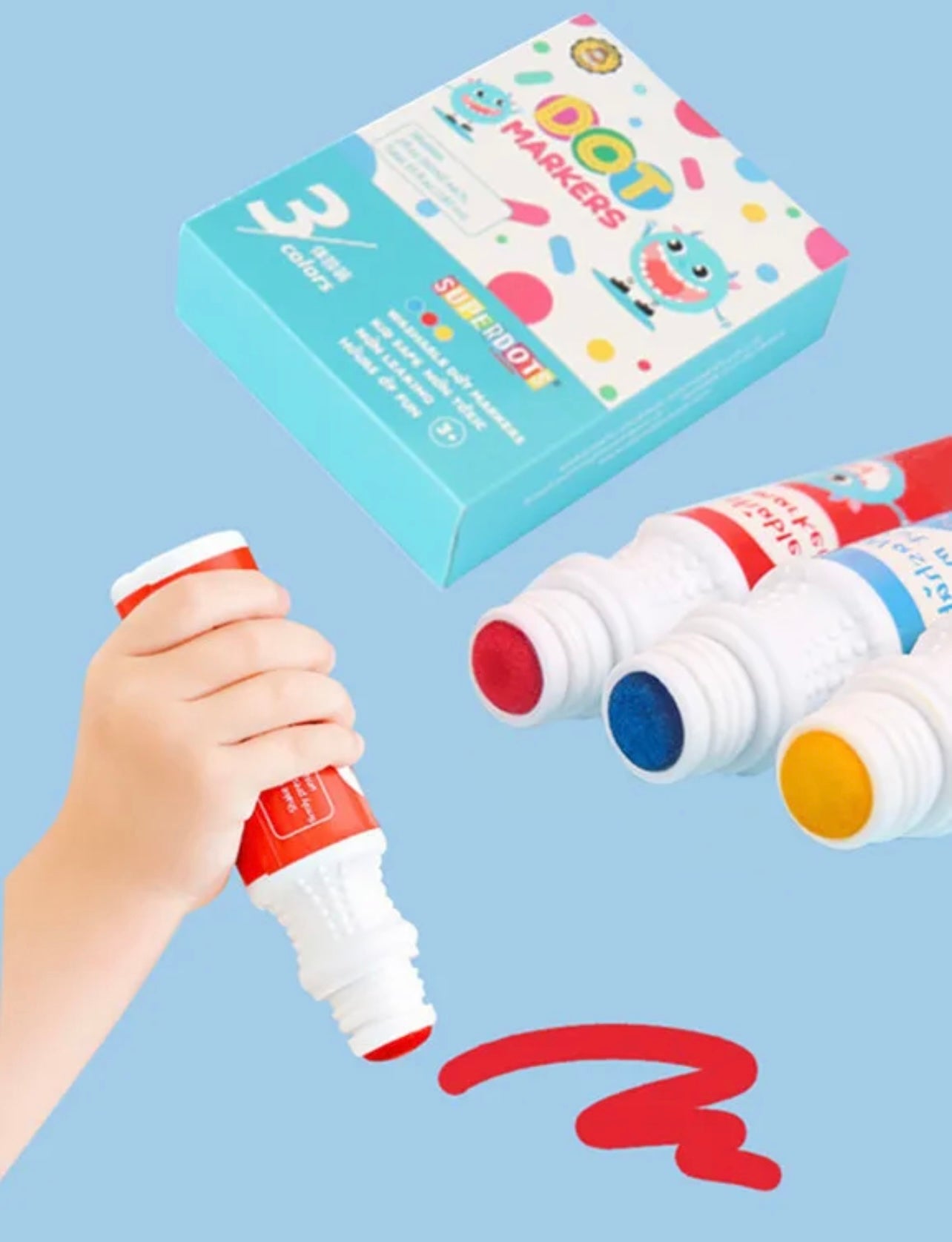 Washable Dot Markers 3 Colors || الوان طباعات دوت ماركر عدد ٣ لون