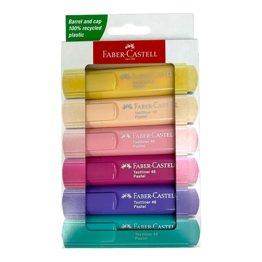 Faber Castell Highlighter Set 6 Pastel Colors || مجموعة اقلام تضليل هايلايتر فيبر كاستل ٦ لون باستيل