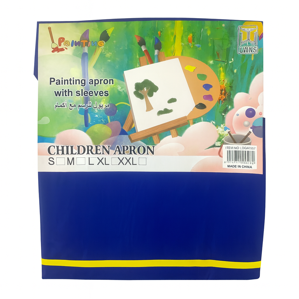 A&T Twins Blue Children Painting Bib Color Long Sleeve Apron || صدرية اطفال للتلوين كم طويل لون ازرق