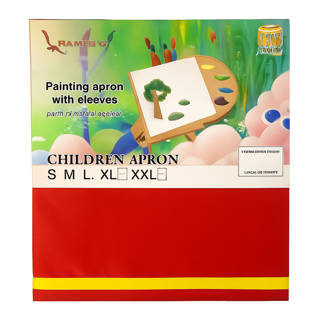 A&T Twins Light Red Children Painting Bib Color Long Sleeve Apron || صدرية اطفال للتلوين كم طويل لون احمر