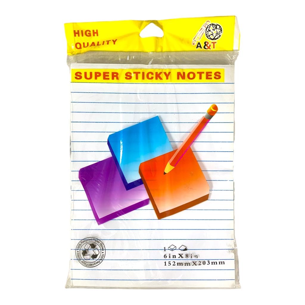 A&T White Lined Super Sticky Notes 6x8 || ورق ملاحظات ستيكي نوت اي اند تي لون ابيض 6*8