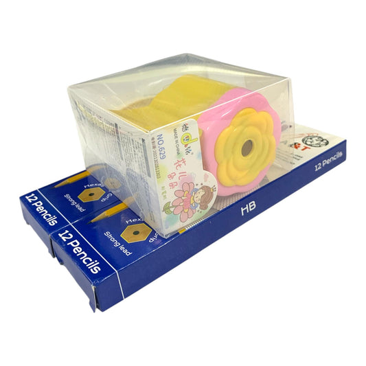 A&T Stationery Set 25 Pcs Pencil Set + Manual Sharpener || مجموعة قرطاسية اي اند تي 25 حبة اقلام رصاص و براية يدوية