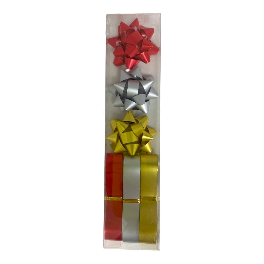 Triplets Shining Ribbon and Bow Pack || شريط ريبون و زهرية لامع ٣ الوان