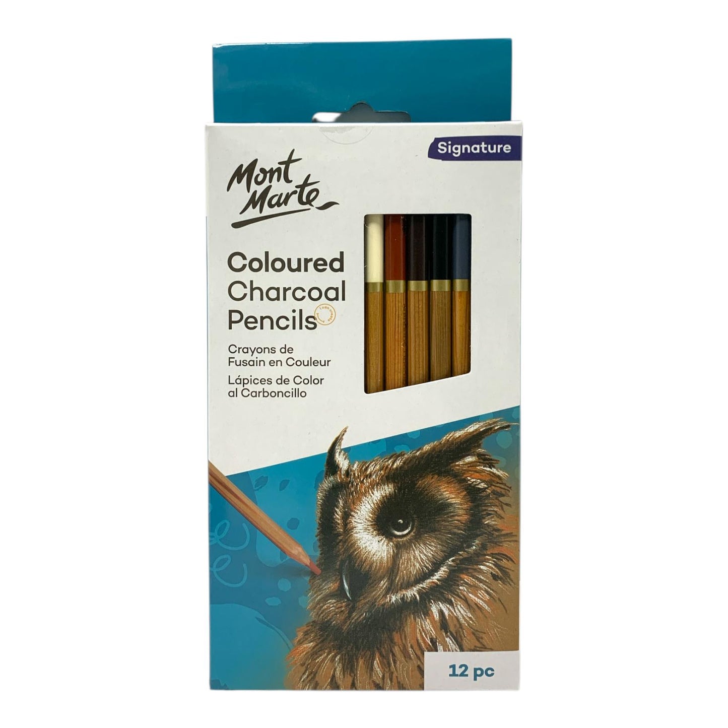 Mont Marte Coloured Charcoal Pencils 12 Colors || الوان مونت مارت فحم ملون ١٢ لون