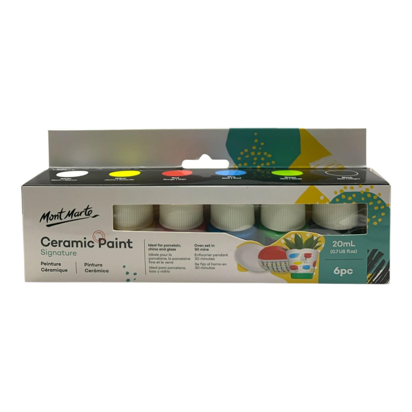 Mont Marte Ceramic Paint 20 ml 6 Colors || الوان سيراميك مونت مارت ٢٠ مل ٦ لون