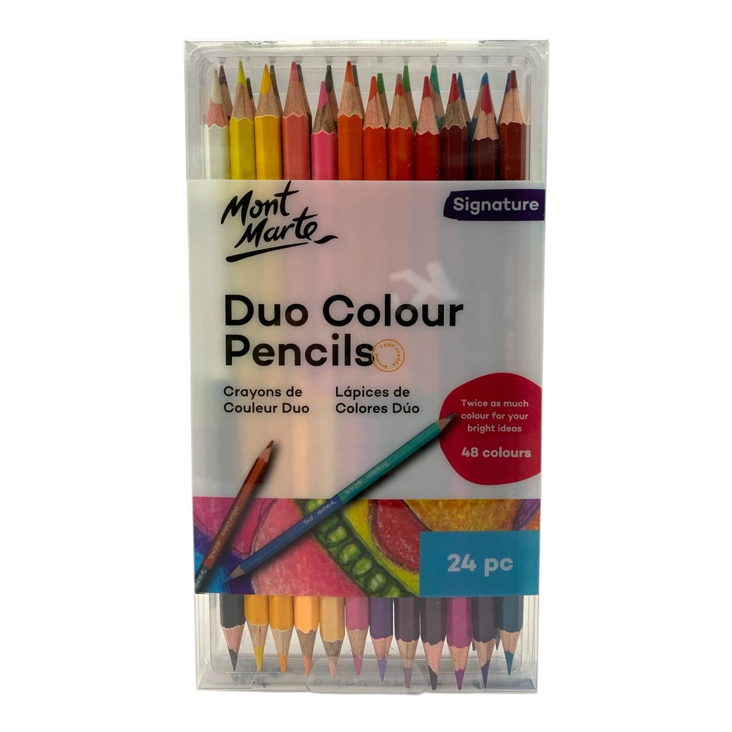 Mont Marte Duo Colour Pencils 24 Pcs 48 Colors || الوان خشبية مونت مارن ٢٤ براسين ٤٨ لون