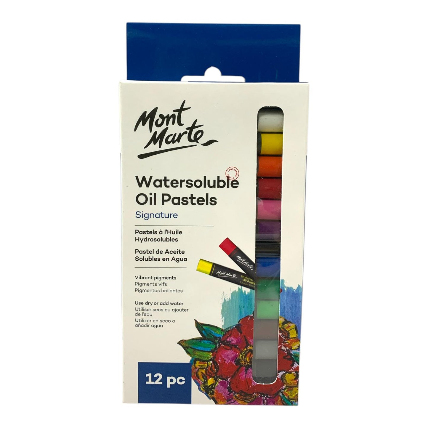 Mont Marte Watersoluble Oil Pastels 12 Colors || الوان باستيل زيتية قابله للذوبان بالماء
