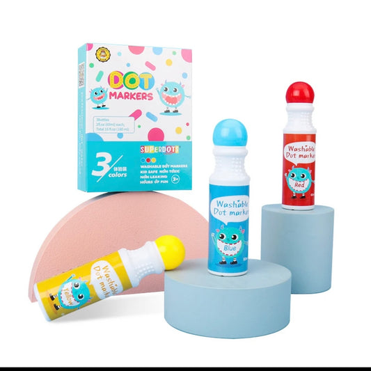 Washable Dot Markers 3 Colors || الوان طباعات دوت ماركر عدد ٣ لون