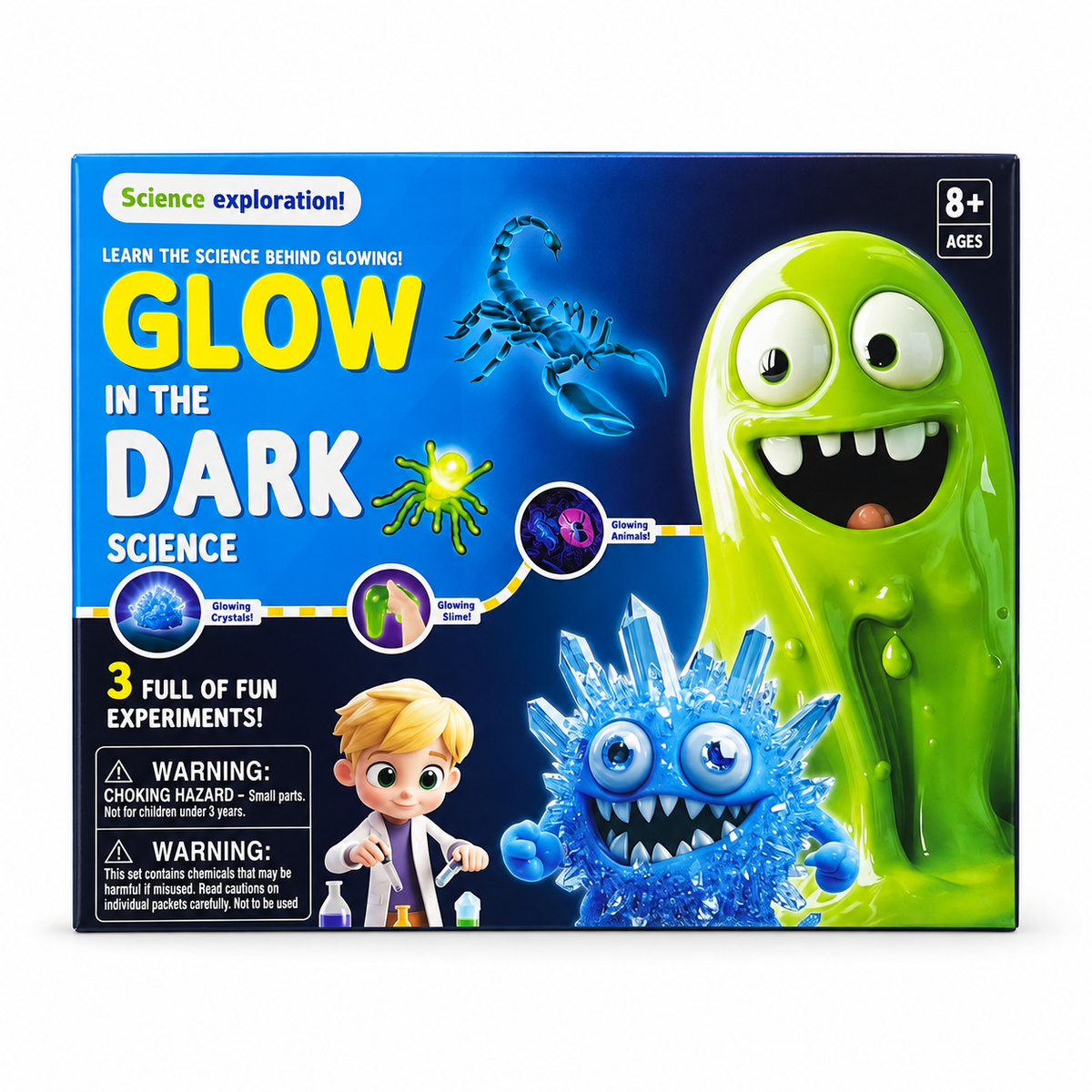 Science Exploration Glow in the Dark Science Kit 8+ || مجموعة تجارب علمية مضيئة في الظلام للأطفال 8+