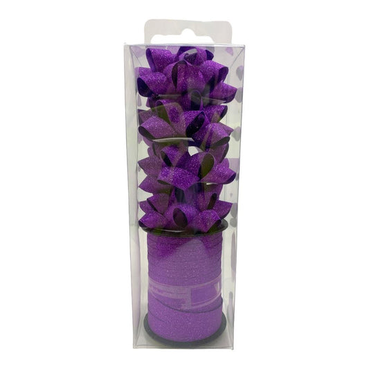 Purple Glitter Ribbon and Bow Pack || شريط ريبون و زهرية زري لون بنفسجي