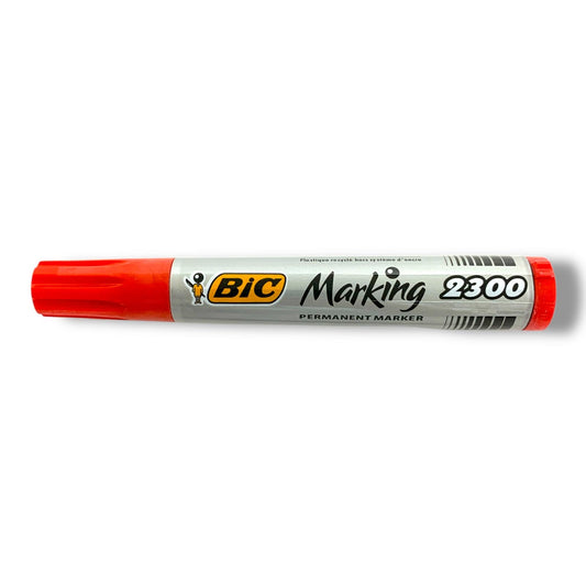 Bic Marking 2300 Permanent Marker Chisel Tip Red || قلم ثابت بيك راس مشطوف ماركنج ٢٣٠٠ احمر