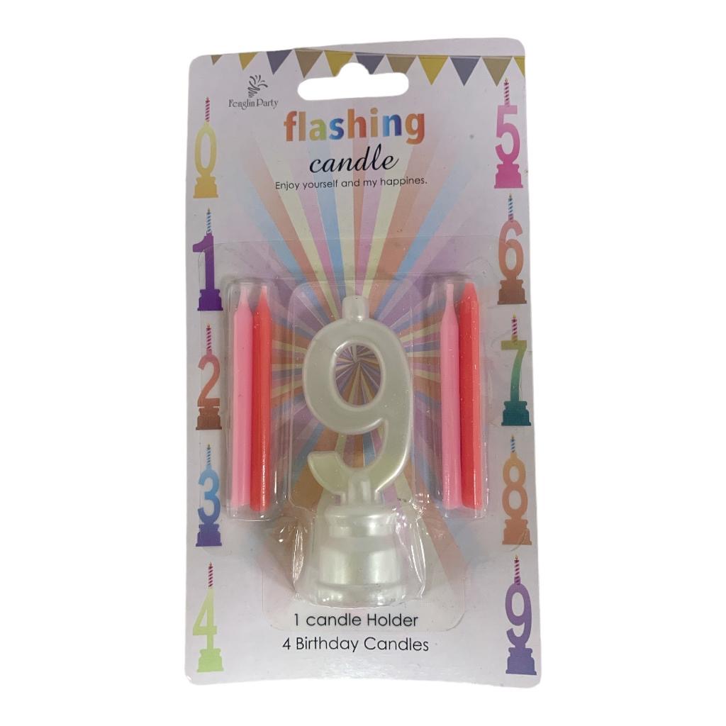 Numbered Candles With 4 Pink Candles || شمعة عيدميلاد ارقام مع ٤ شموع لون وردي