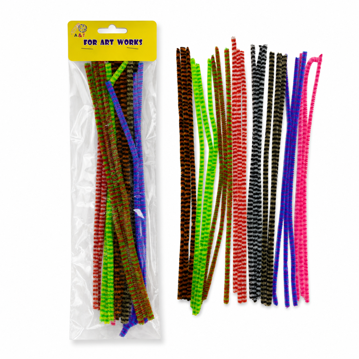 A&T Tiger Stripe Pipe Assorted Colors || اعواد تايجر ملونة اي اند تي
