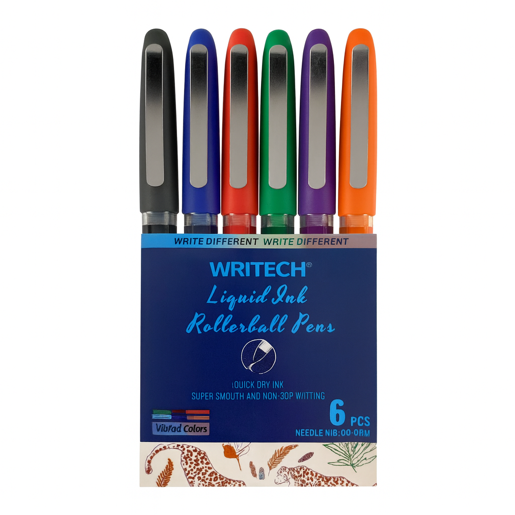Writech Liquid Ink Rollerball Pens 6 Pcs Vibrant Colors || اقلام حبر سائل رايتيك 6 لون حيوي