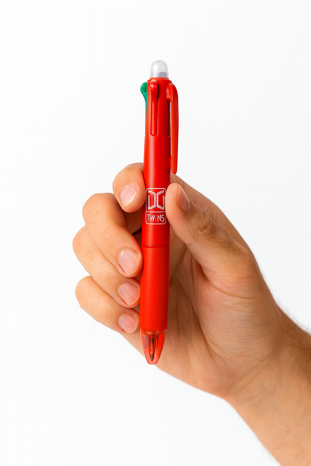 A&T Twins 4 Color Erasable Pen + Pencil Red Color || قلم حبر ماسح اربع الوان مع رصاص اي اند تي توينز لون احمر