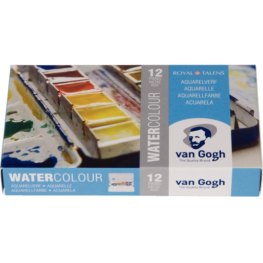 Van Gogh Watercolor Pan 12 Colors Metal Case || علبة الوان مائية فان جوخ ١٢ لون علبة حديد
