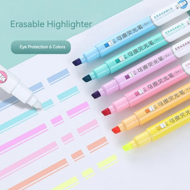 Erasable Highlighter Set 6 Colors || مجموعة اقلام هايلايتر ماسحة ٦ لون