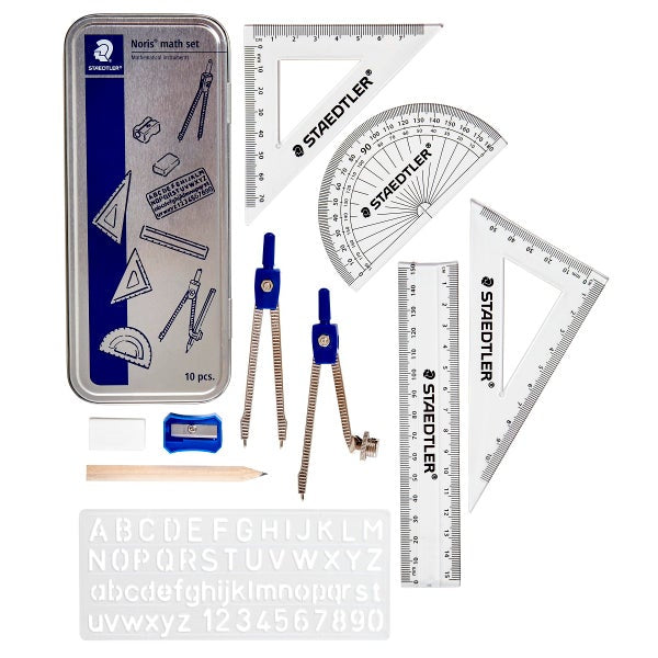 Staedtler Noris Math Set 10 pcs || علبة هندسة ستدلر نوريس ١٠ قطعة