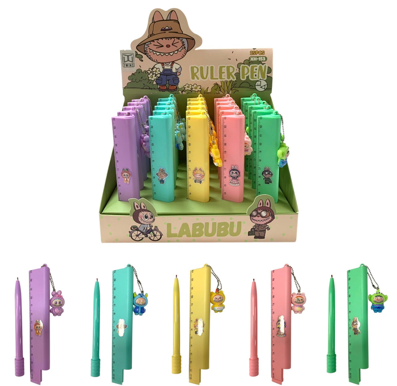 Nezha Ruler Pen Assorted Colors || قلم مع مسطرة نيزها الوان متنوعة