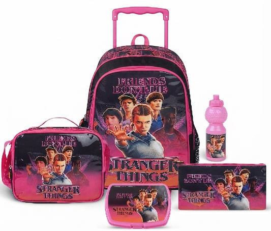 NETFLIX STRANGER THINGS FRIENDSHIP 5 IN 1 SET 18" || طقم شنطة تروللي مجموعة نتفليكس سترينجر ثينغز فريندشيب 5 في 1 ، 18 إنش