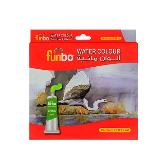 Funbo 24 Watercolor Set 12 ml || مجموعة الوان مائية فنبو ٢٤ لون حجم ١٢ لون