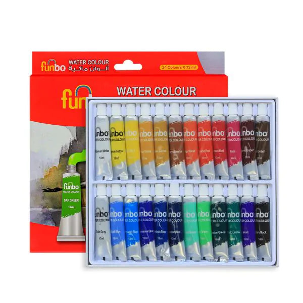 Funbo 24 Watercolor Set 12 ml || مجموعة الوان مائية فنبو ٢٤ لون حجم ١٢ لون