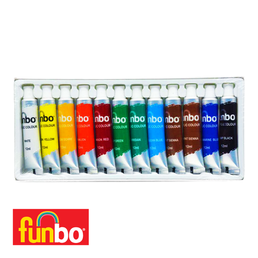 Funbo Gouache 12 Color Set 12 ml || مجموعة الوان قواش فنبو ١٢ لون حجم ١٢ مل