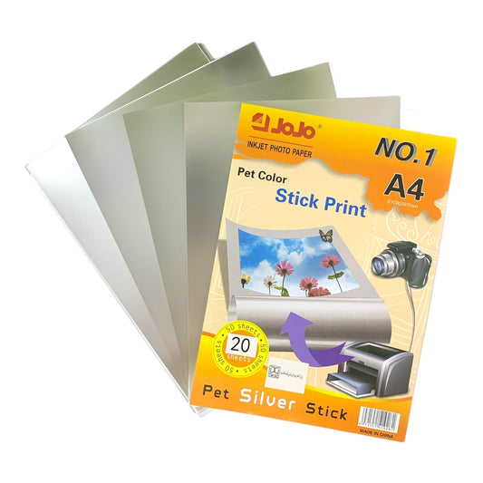 Jojo Stick Print Paper Silver Color 20 Pcs || ورق جوجو لاصق فضي لطابعة انك جت ٢٠ حبة
